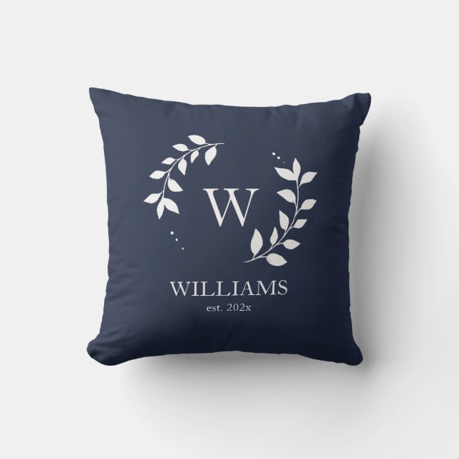 Personalised Monogram Navy Blue Initial  Cushion (Front)