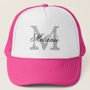 Personalised monogram neon pink hat for bridesmaid