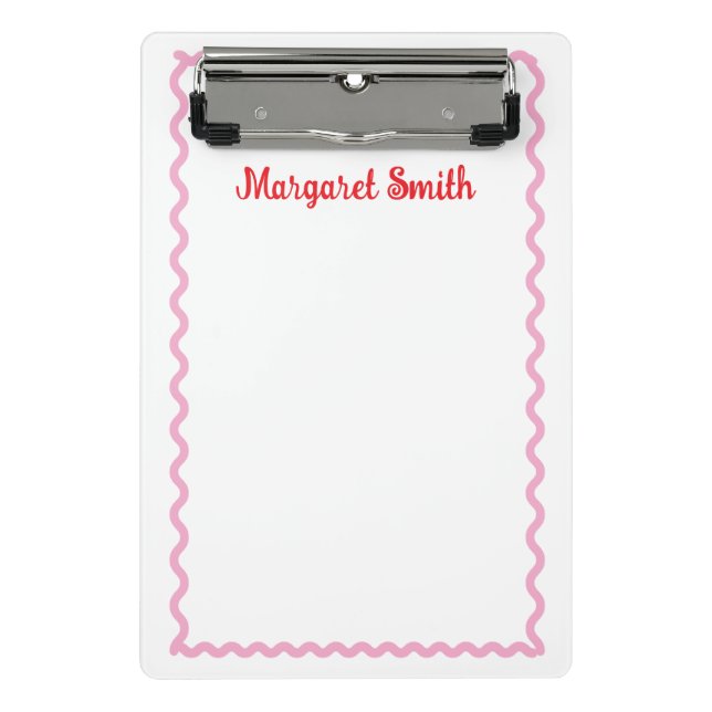 Personalised Monogram Notepads with Scallop Border Mini Clipboard (Front)