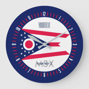 Personalised Monogram Ohio State Flag on a Large Clock