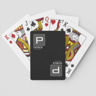 Personalised Monogram on Black (editable colour) Playing Cards