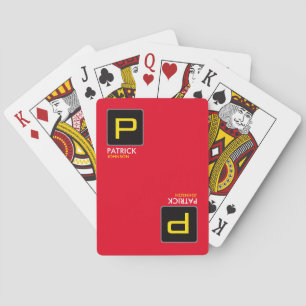 Personalised Monogram on Red (editable colour) Playing Cards