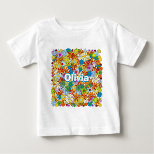Personalised Monogram or Name Floral Pattern Baby T-Shirt
