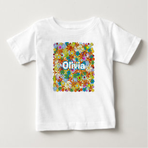 Personalised Monogram or Name Floral Pattern Baby T-Shirt