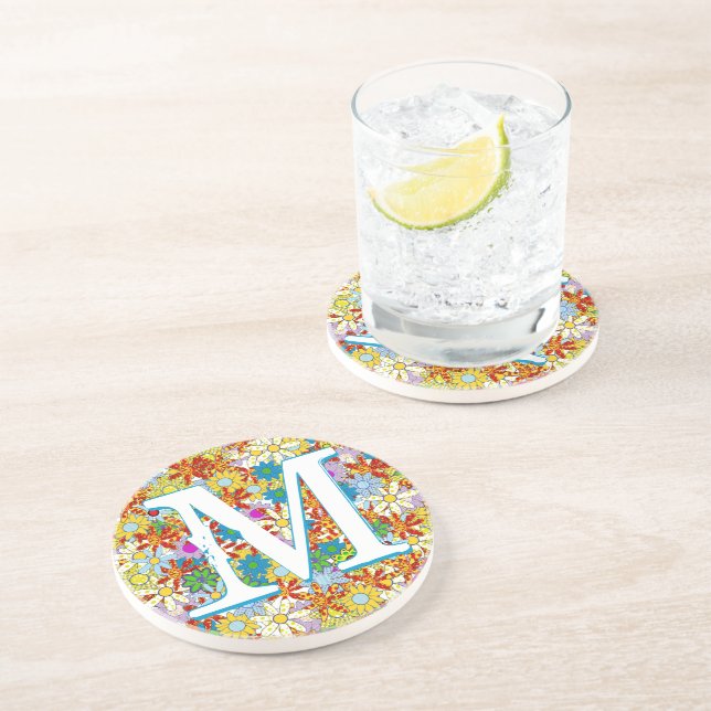 Personalised Monogram or Name Floral Pattern Coaster (Side)