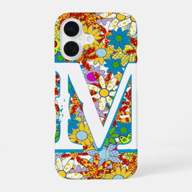 Personalised Monogram or Name Floral Pattern iPhone 16 Case (Back)