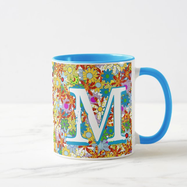 Personalised Monogram or Name Floral Pattern Mug (Right)