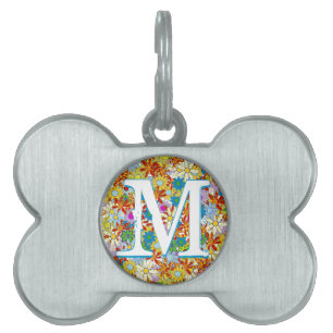 Personalised Monogram or Name Floral Pattern Pet ID Tag