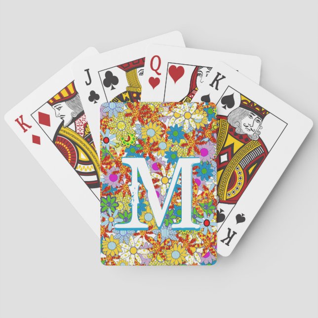 Personalised Monogram or Name Floral Pattern Playing Cards (Back)