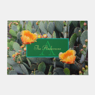 Personalised Monogram Orange Prickly Pear Cactus Doormat