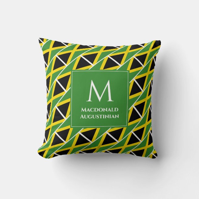 Personalised Monogram Patriotic JAMAICA FLAG Cushion (Front)