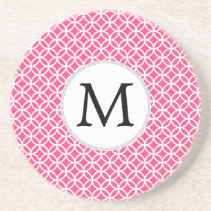 Personalised Monogram Pink rings pattern Coaster