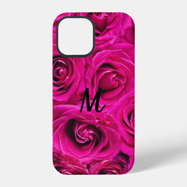 Personalised Monogram Pink Roses Case-Mate iPhone  Case (Back)