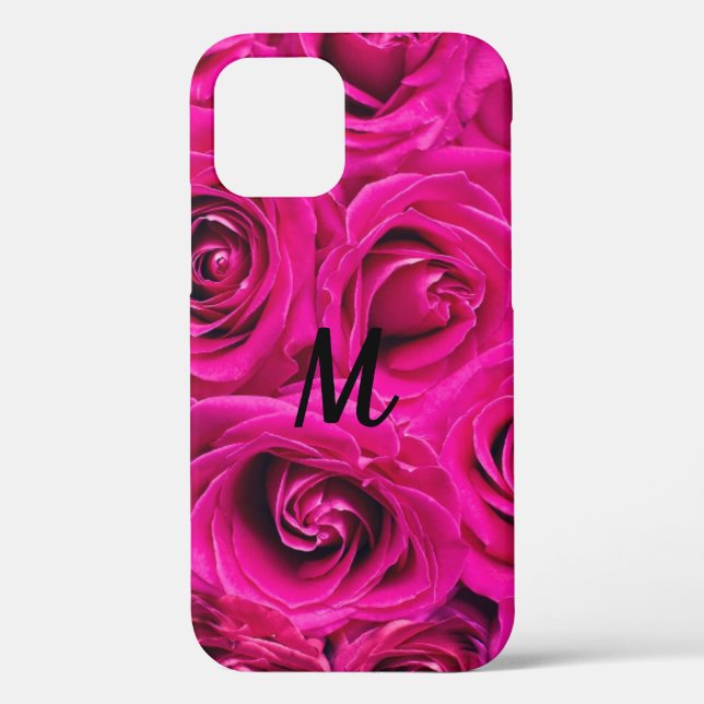 Personalised Monogram Pink Roses Case-Mate iPhone  Case-Mate iPhone Case (Back)