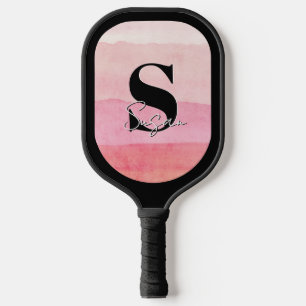 Personalised Monogram Pink Script Name Pickleball Paddle