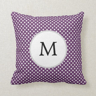 Personalised Monogram Polka dots purple and White Cushion