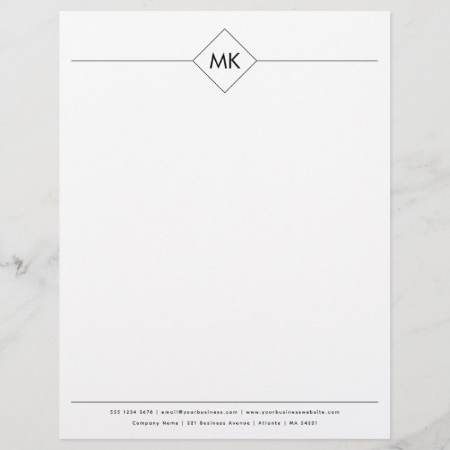 Personalised Monogram Professional Modern Custom Letterhead (Front)