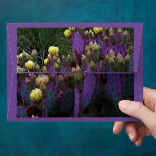 Personalised Monogram Purple Cactus Yellow Flowers Envelope