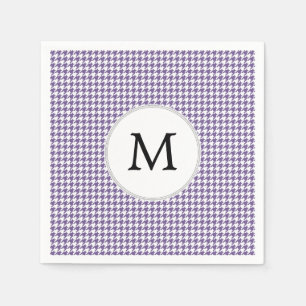 Personalised Monogram Purple Houndstooth Pattern Napkin