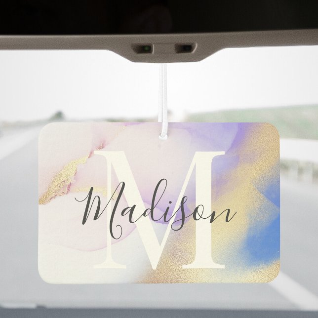 Personalised Monogram Purple Watercolor Glam Car Air Freshener (Creator Uploaded)