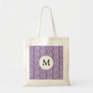 Personalised Monogram Purple Zebra Stripes pattern Tote Bag
