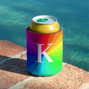 Personalised Monogram Rainbow LGBT Pride Gift Can Cooler