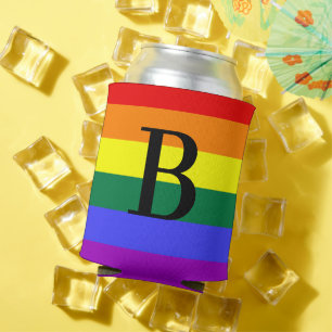 Personalised Monogram Rainbow LGBT Pride Gift Can Cooler