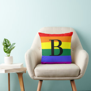 Personalised Monogram Rainbow LGBT Pride Gift Cushion