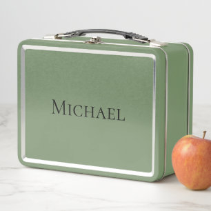 Personalised Monogram Red Green Blue Silver Metal Lunch Box