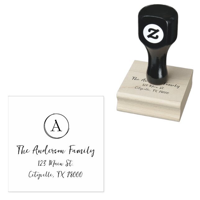 Personalised Monogram Return Address Rubber Stamp (Stamped)