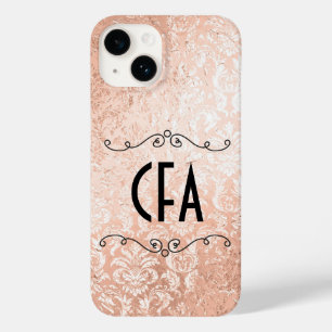Personalised Monogram Rose Gold Damask Case-Mate iPhone 14 Case