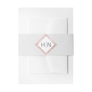 Personalised Monogram Rose Gold Marble Wedding Invitation Belly Band