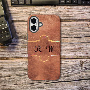 Personalised Monogram Rustic Copper iPhone 16 Plus Case