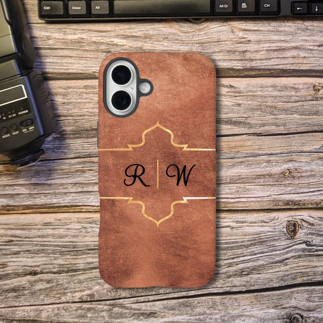 Personalised Monogram Rustic Copper iPhone Case (Creator Uploaded)