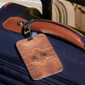 Personalised Monogram Rustic Copper Luggage Tag