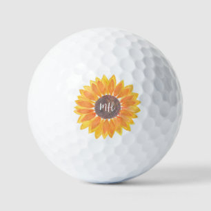 Personalised Monogram Rustic Sunflower Golf Balls