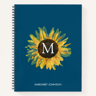 Personalised Monogram Rustic Sunflower Notebook