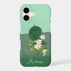 Personalised Monogram Sage Green Floral Faux Wax