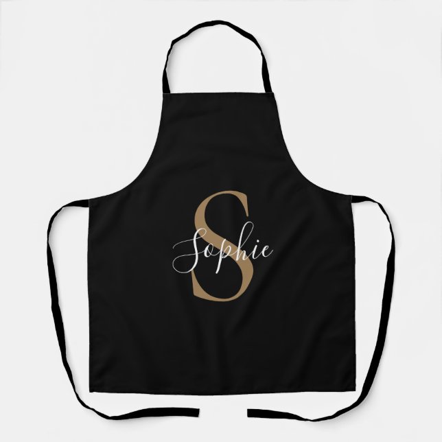Personalised Monogram Script Elegant Customised  Apron (Front)