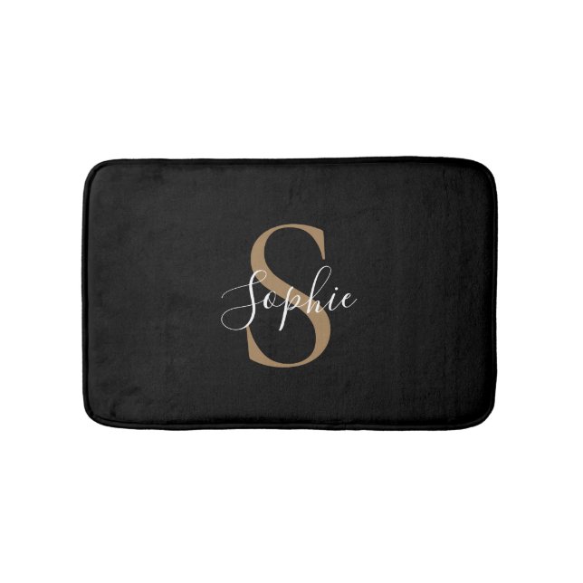 Personalised Monogram Script Elegant Customised  Bath Mat (Front)