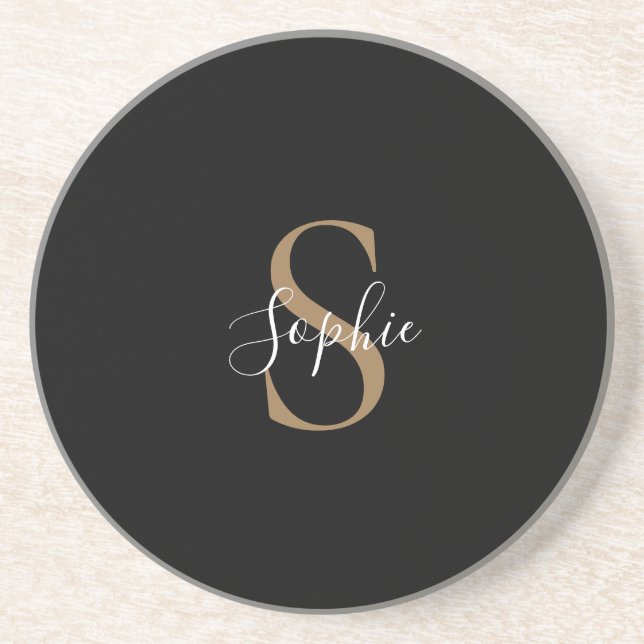 Personalised Monogram Script Elegant Customised  Coaster (Front)