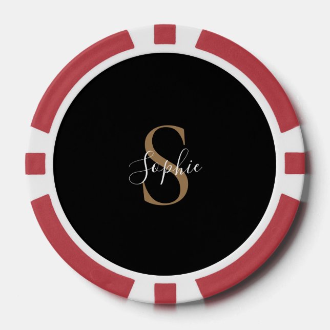 Personalised Monogram Script Elegant Customised  Poker Chips (Front)