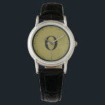 Personalised Monogram Script Name Black Gold White Watch<br><div class="desc">This elegant monogram and stylish script name design can be given as a gift for a birthday, wedding, bridal shower, anniversary, Mother's Day or any occasion. It can be personalised with the person's initial and name. You can change the font, font colour, font size and background colour using the Design...</div>