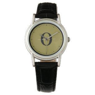 Personalised Monogram Script Name Black Gold White Watch