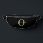 Personalised Monogram Script Name Black White Gold Bum Bags<br><div class="desc">This elegant monogram and stylish script name design can be given as a gift for a birthday, wedding, baby shower, anniversary, Mother's Day or any occasion. It can be personalised with the person's initial and name. You can change the font colour, font size, background colour and reposition the text using...</div>