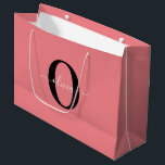Personalised Monogram Script Name Black White Pink Large Gift Bag<br><div class="desc">This elegant monogram and stylish script name design can be given as a gift for a birthday, Mother's Day or any occasion. It can be personalised with the person's initial and name. You can change the font, font colour, font size and background colour using the Design Tool. The font size...</div>