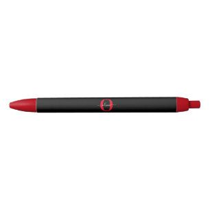 Personalised Monogram Script Name Black White Red Ink Pen
