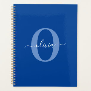 Personalised Monogram Script Name Blue White Planner