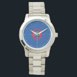 Personalised Monogram Script Name Blue White Red Watch<br><div class="desc">This elegant monogram and stylish script name design can be given as a gift for a birthday, wedding, bridal shower, anniversary, Mother's Day or any occasion. It can be personalised with the person's initial and name. You can change the font, font colour, font size and background colour using the Design...</div>