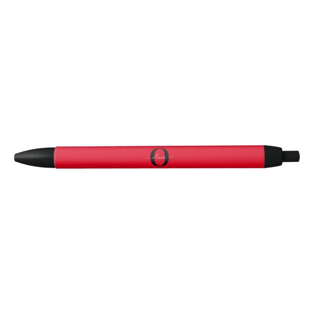 Personalised Monogram Script Name Red Black White Ink Pen (Front)